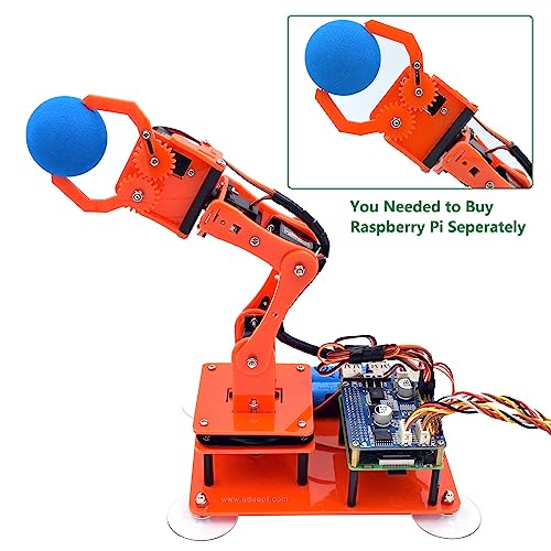 Adeept 5-DOF Robotic Arm Kit, Programmable DIY Coding STEM Kits for RPi - color: Orange