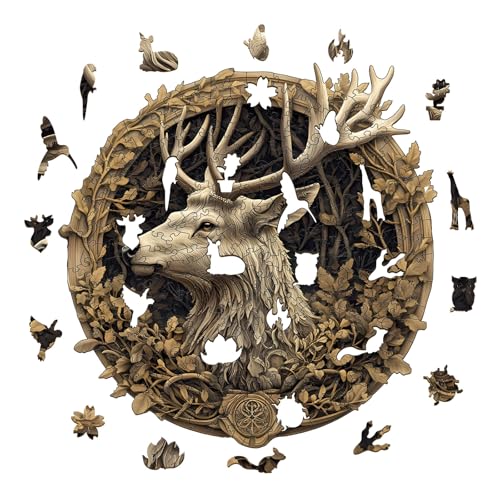 KAAYEE Wooden Puzzles for Adults Deer Jigsaw Puzzle 17.3 * 17.1in 425pcs - color: Deer, size: X-Large