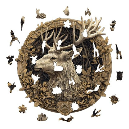 KAAYEE Wooden Puzzles for Adults Deer Jigsaw Puzzle 17.3 * 17.1in 425pcs - color: Deer, size: X-Large