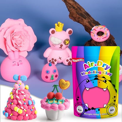 ifergoo 100g Pink Air Dry Clay, 3.5oz DIY Creative Modeling Clay for Kids - color: Pink/100g