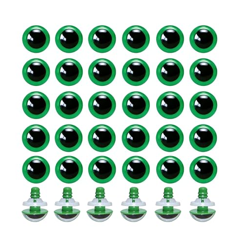 BESTCYC 100pcs 10mm Green Plastic Safety Eyes Craft Eyes with Washers for Amigurumi Dolls Plush Animals DIY Craft Lovers Doll Makers Crochet Craft Supplies - color: Green, size: 10mm