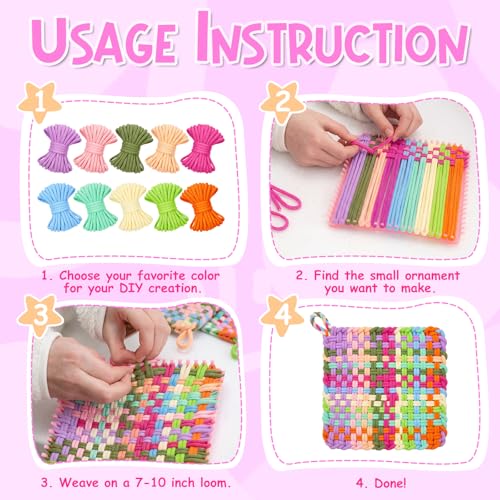 1000 PCS Loom Refill Loops, 10 Colors Loops Bands Nylon for 7-10 Inch Weaving Looms, Elastic Refill Loops Potholder Loom Kit Art and Crafts DIY Supplies for Adults Teens (Bright Series) - color: Bright Series