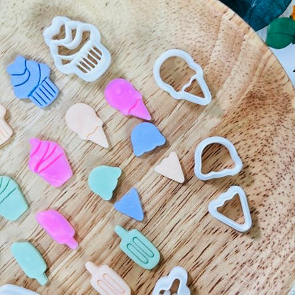 Xaekicr 7 PCS Cute Dessert Polymer Clay Cutters Set – Ice Cream, Cupcake, Cake Slice Clay Earring Cutters – DIY Polymer Clay Molds & Clay Tools for Jewelry Making - color: L color