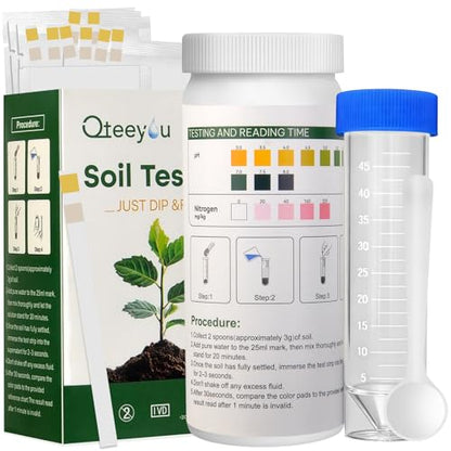 2-in-1 pH & Nitrogen Soil Test Kit, Home Soil Testing Kit Separately Sealed in Foils, Soil pH Nitrogen Test Strips for Garden Lawn Grass Flower Vegetable Nutrient, Quick & Easy-to-Use