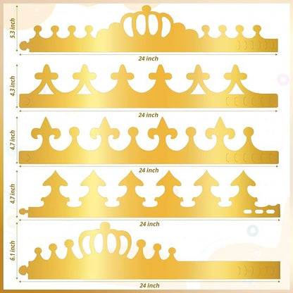 Gold Paper Crowns, Diy Birthday King Crowns Craft to Decorate, Paper Prince Princess Crown Hats for School Classroom - style: 46(30 Crowns+16 Sticker Gems)