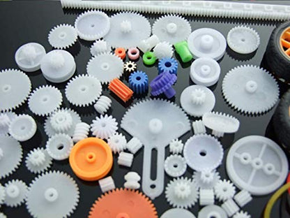 78 PCS Plastic Gear Kit Motor Gears Accessories Single Double Reduction Gear Set for Motor Car Robot with Axle Wheel