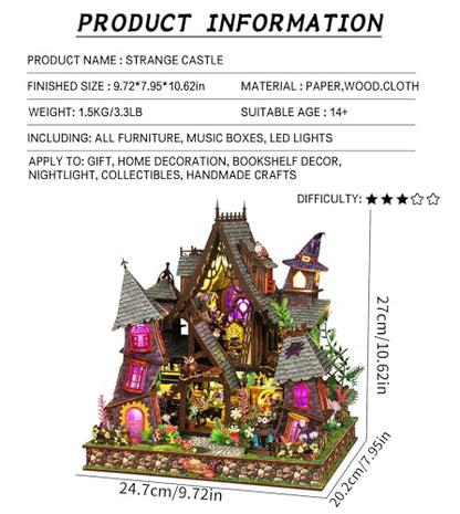 Spilay DIY Miniature House Kit for Adults, Miniature Dollhouse Building Kit - color: Strange Castle