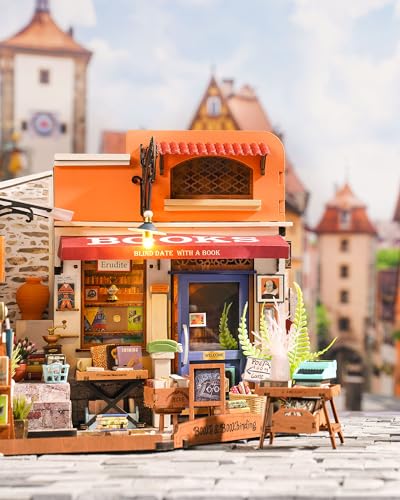 Rolife Bookstore DIY Miniature Dollhouse Kit Creative Gift for Adults - style: Corner Bookshop