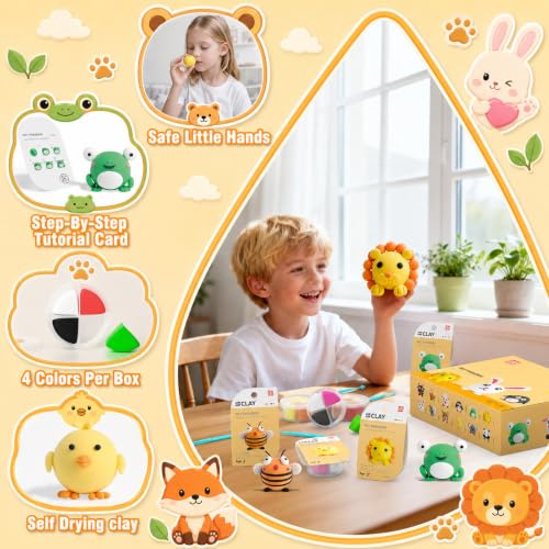 Air Dry Clay Kit -12 Animals Modeling Clay for Kids Arts and Crafts - color: #01Yellow- Pet Paradise