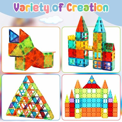 OugerToy 64 PCS Magnetic Building Tiles for Kids Ages 3-9 - style: 64PCS