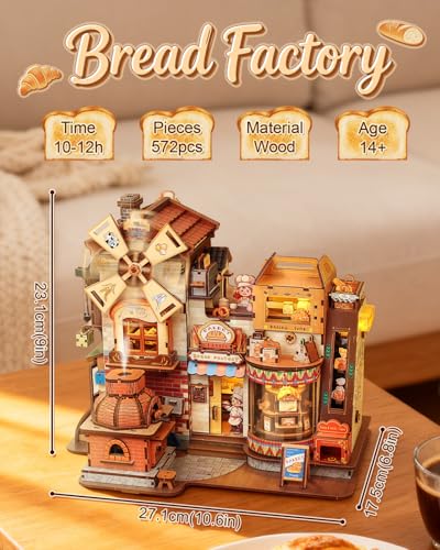CUTEBEE Book Nook, 3D Wooden Puzzle for Adults,576 Pcs (Bread Factory) - color: Bread Factory