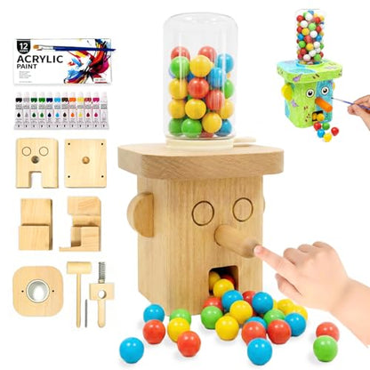 DIY Wooden Candy Dispenser, STEM Building Kit for Kids, Paint and Stickers
