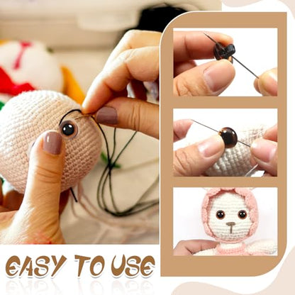 TOAOB 50pcs Sew On Safety Eyes Buttons Brown 9mm to 15mm Plastic Mushroom Domed Sewing Crafting Eyes for DIY Stuffed Animals Amigurumis Crochet Doll Making - color: Brown