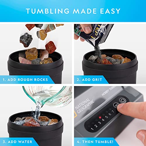 NATIONAL GEOGRAPHIC Rock Tumbler Refill Kit – 1 Lb. Madagascar Rocks for Tumbling with Rose Quartz, Red Jasper, Indigo Gabbro & More - Tumbler Supplies, Rock Polishing Grit and Jewelry Accessories - style: Madagascar Mix