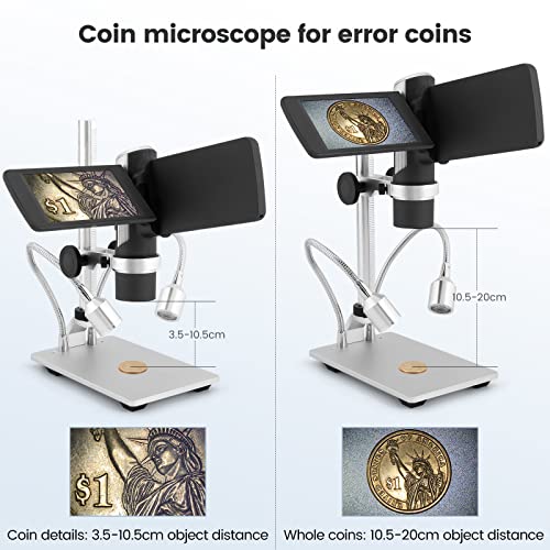 Andonstar AD203 Digital Coin Microscope for Error Coins with Metal Stand - color: Black+Pro Bracket, Slides