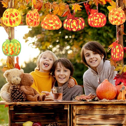 DoubleFill 48 Pcs Fall Pumpkin Suncatchers Craft DIY Stained Glass Pumpkin - style: Pumpkin