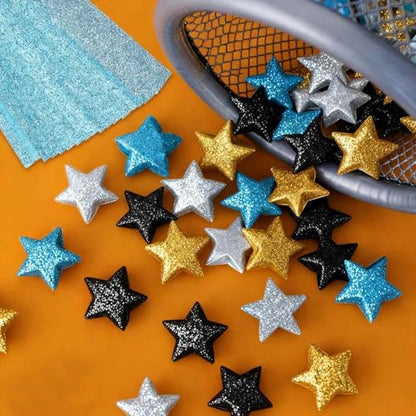 MECCANIXITY 200 Sheets Origami Paper Glitter Stars Papers Purple Fold Paper for Beginner Arts Crafts Projects,0.4 x 8.7 Inch - color: Purple