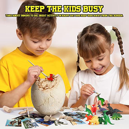 Dinosaur Egg Dig Kit, Unearth a Jumbo Dino Egg with 12 Unique Large Surprise Dinosaur Toys, Ideal Educational STEM Toys and Gifts for Kids Aged 5-7, Suitable for Party and Easter - style: Dinosaur Egg Dig Kit