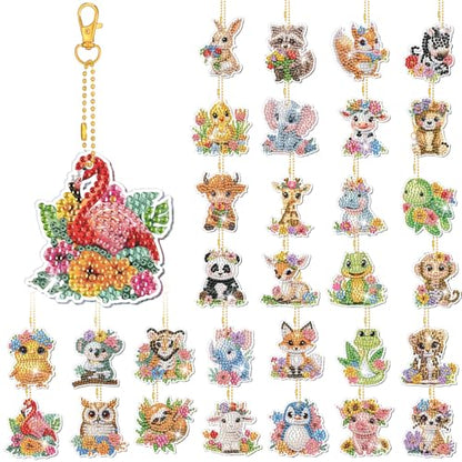 WILLBOND 30 Pcs Diamond Art Keychain Kits for Adults, Watercolor Animal - color: Watercolor Animal