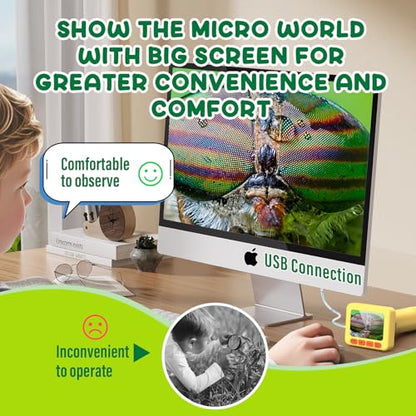 IMICHI Microscope for Kids 50X-1000X 2 inch IPS HD Screen, 32GB Storage Card, 1080P Video, 2-Hour Battery Life, Easy Carry, Slides Included - Perfect Science Kit Gift for Kids Ages 8-12 Yellow - color: Yellow