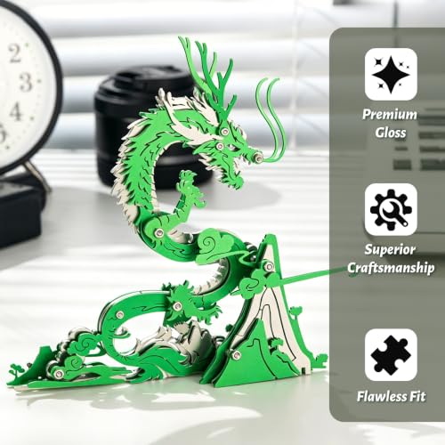 3D Metal Puzzle Mechanical Model Kit Green Dragon Stainless Steel - color: A7-green Dragon