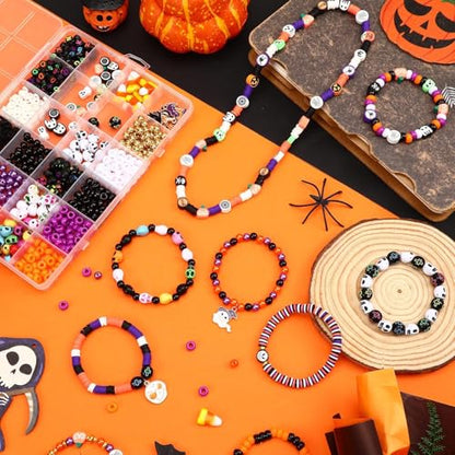 UPINS 2100Pcs Halloween Bracelet Making Kit Beads for Jewelry Making - color: Orange Purple Black