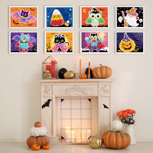 Lonfliness 8 Pcs Halloween Poke in Craft Kits for Kids Mess Free DIY Art - style: Halloween