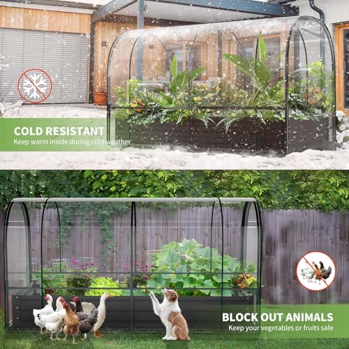 DoCred Garden Bed with PVC Cover, 72.8" x 37.4" x 47.2" Metal Planter Box - color: Black, size: 72.8" x 37.4" x 47.2"