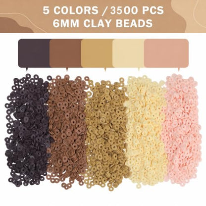 3500pcs 6mm Brown Clay Beads for Bracelets Making - color: Brown