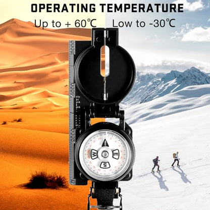 Eyeskey Multifunctional Military Sighting Navigation Compass Impact Resistant & Waterproof Compass for Hiking, Camping - color: EK-22JG-Black
