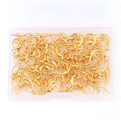 BEADIA 18K Gold Plated Earring Hooks 16x16mm 100pcs for Jewelry Making Findings - size: Hooks 6# 16x16mm
