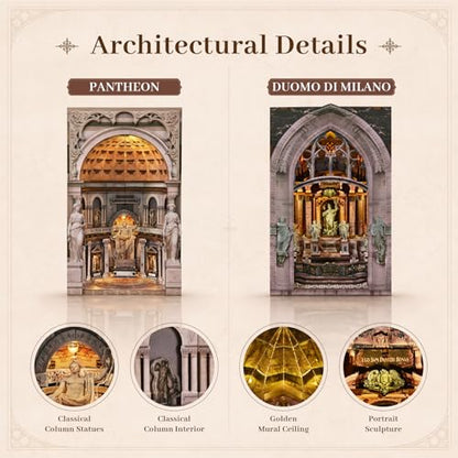 MiniCity 2-Piece Book Nook Kit Set, DIY Miniature House Kit for Adult - color: Pantheon & Duomo Di Mliano