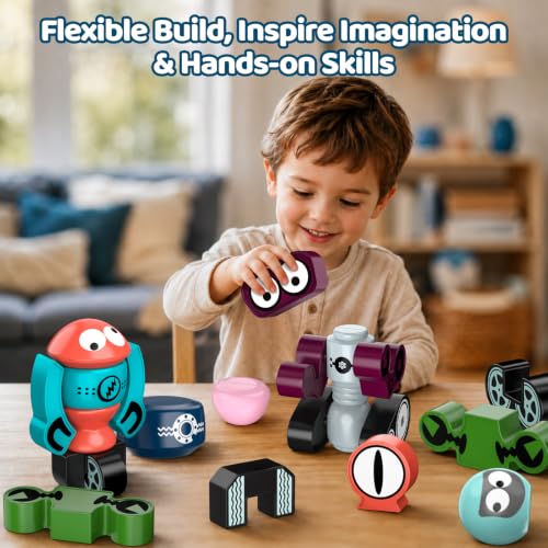 Magnetic Robot Building Toy, STEM Magnet Alien Toys Set for Kids Age 3-5 - color: Alien