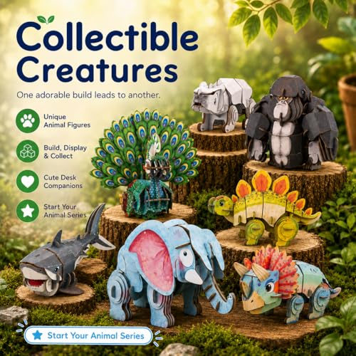 MierEdu Build 'N' Sound 3D Puzzle for Kids, Animal Puzzle with Sound Module, Educational STEM Craft Kit, FSC Paper Model Building Toy Gift for Ages 6+ - color: Seal