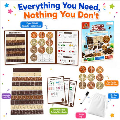 Magnetic Fraction Playbook, Pizza & Chocolate Tiles K-3