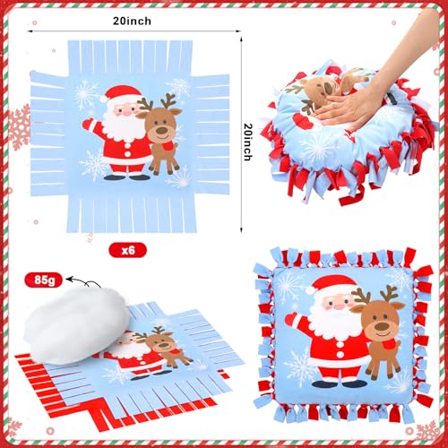 Chunful 6 Sets Christmas Tied Pillow Craft Kit Santa Claus Reindeer Decor - style: Christmas Reindeer