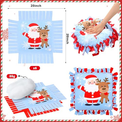 Chunful 6 Sets Christmas Tied Pillow Craft Kit Santa Claus Reindeer Decor - style: Christmas Reindeer