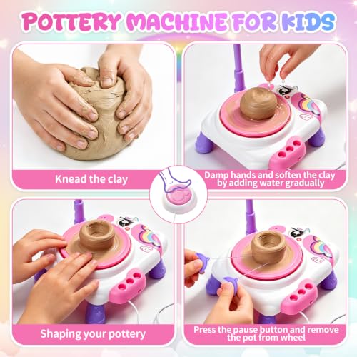 Pottery Wheel for Kids, Air Dry Clay Craft Kit with USB Power, Ages 6+ - color: Purple U