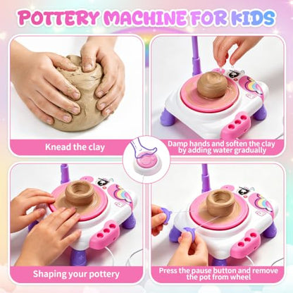 Pottery Wheel for Kids, Air Dry Clay Craft Kit with USB Power, Ages 6+ - color: Purple U