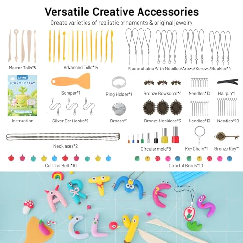 Artme Polymer Clay, 116 Colors Oven Bake Modeling Clay Starter Kits for Kids, Creative Polymer Clay Kit with Sculpting Tools and Jewelry Accessories, Non-Toxic, Ideal DIY Gifts for Adults and Teens