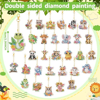 WILLBOND 30 Pcs Diamond Art Keychain Kits for Adults, Watercolor Animal - color: Watercolor Animal