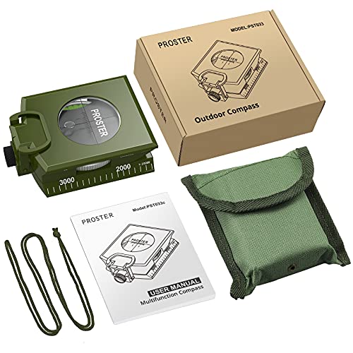 Proster Lensatic Sighting Compass IP65 Waterproof with Clinometer Bag - color: ArmyGreen
