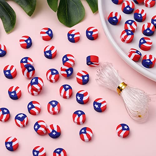 100pcs Flag Clay Beads for Jewelry Making, Polymer Clay Spacer Beads for DIY Craft Bracelet Necklace (Flag) - color: Flag