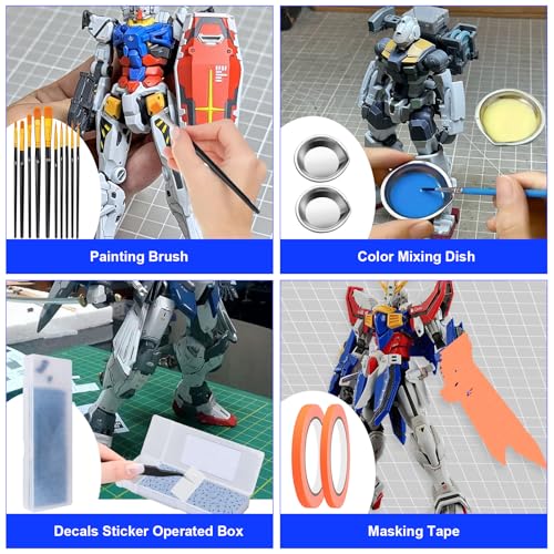 Gundam Tool Kit, 170 Pcs Professional Model Tool Kit for Gundam, Model Kit Tools with Decals Sticker Operated Box, Gunpla Tool Kits for Adults, Model Building Tools Hobby Tools for Repairing Painting - color: 170pcs