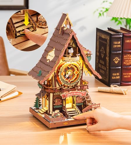 ROKR Cuckoo Clock 3D Wooden Puzzle with LED Light & Hourly Chime for Adults