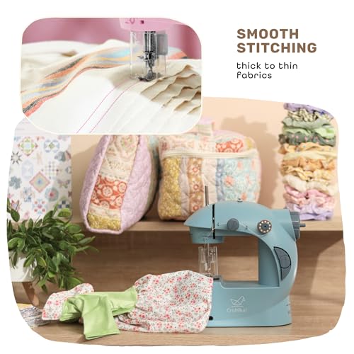 CraftBud Mini Sewing Machine for Beginners, Adults and Kids Sewing Machine - color: Blue, size: Basic Set