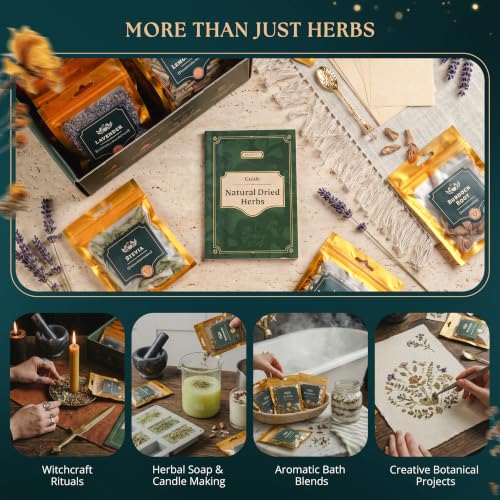 Wyspell 40 Pcs Dried Herbs and Flowers for Witchcraft, Candle & Soap Making
