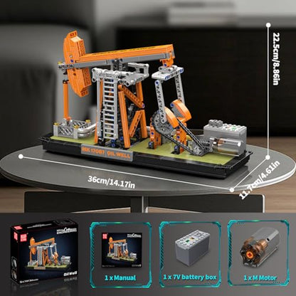Mould King 17087 Oilfield Movable Building Sets, Engineering Display Model with Battery & Motor, Oil Source Technology Construction Blocks - style: Oil Well