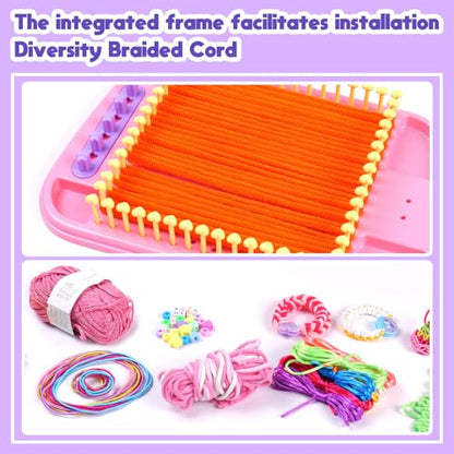 Souroyea Weaving Loom Kit Toys, 6-in-1 Friendship Bracelet Craft Making Kits for Kids, Gifts for Girls Ages 5 6 7 8-12, Easy Potholder Loom Knitting Activity for Beginners - color: Purple