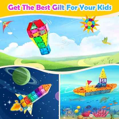 Anbalulu 134PCS Magnetic Building Tiles, Gift for Boys and Girls Ages 3+ - size: 134PCS